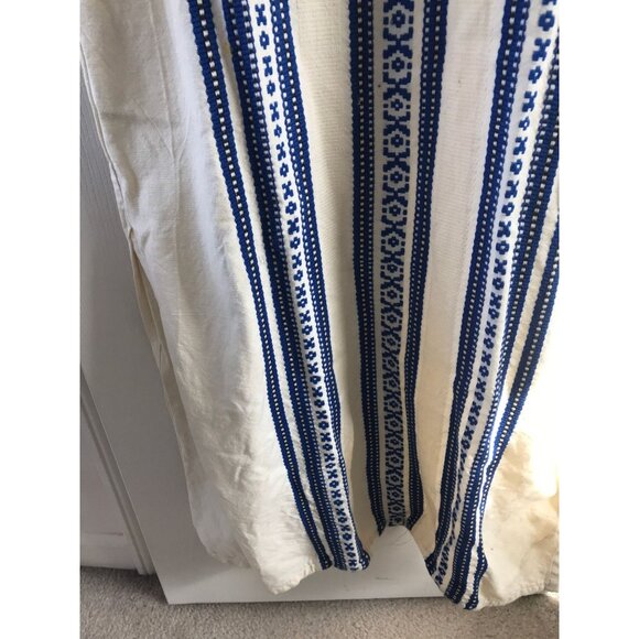 Vtg 1970's Maxi Kaftan Dress ALEX CONDARINIS Blue White Vertical Striped - Picture 7 of 10